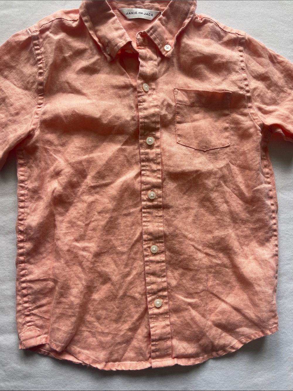 NWOT Janie and Jack Boys Size 6 Linen Short-Sleeve Button-Down Shirt - Picture 4 of 8